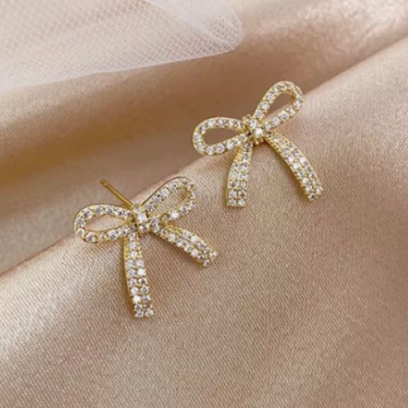 Gemstone Gold Bow Earrings main image 1